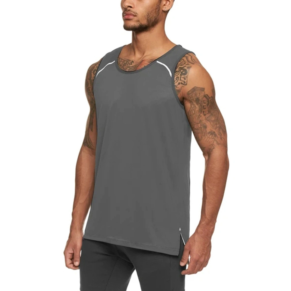 Sy-404 Gym Fitness Men′s Round Neck Athletic Casual Sleeveless T-Shirt Tank Tops