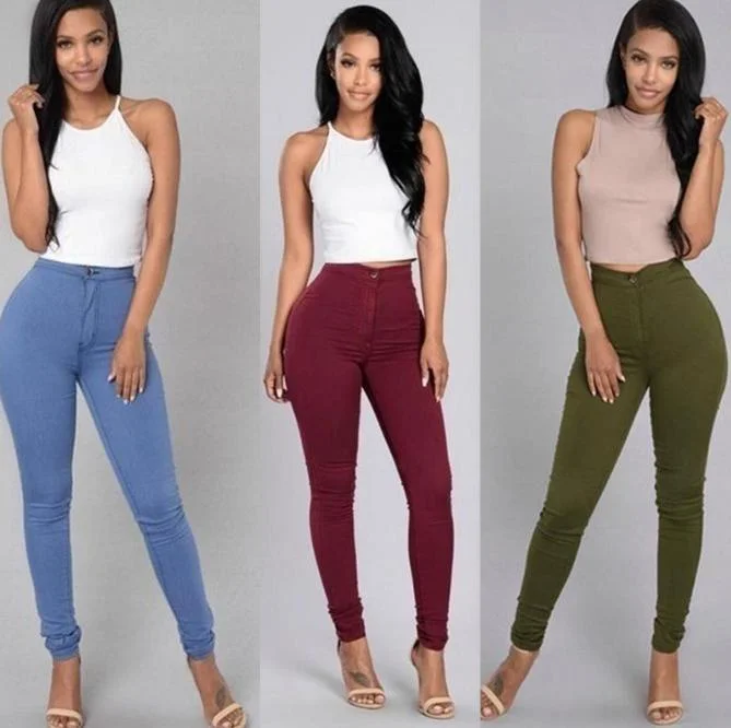 Wholesale Custom Women Stretch High Waist Candy Color Skinny Long Pants Trousers Women Casual Pencil Pants