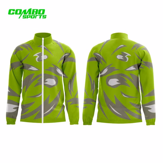 Chaqueta para hombre 100% del cuello del soporte del entrenamiento del chándal del poliéster de la impresión combinada de la sublimación