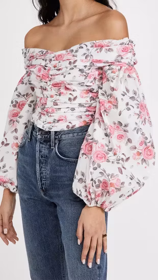 Blusa informal larga de primavera con hombros descubiertos para mujer