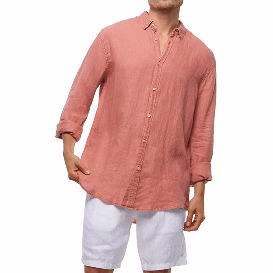 Camisas de manga larga de color sólido de lino y algodón con botones Camisas modernas de talla grande para hombres
